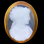 NO RESERVE, ANTIQUE CARVED HARDSTONE CAMEO BROOCH