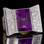 NO RESERVE, IMPRESSIVE AMETHYST AND DIAMOND DRESS RING