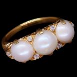 NO RESERVE, PEARL AND DIAMOND DRESS RING