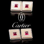 CARTIER, PAIR OF RUBY CUFFLINK