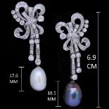 IMPORTANT PAIR OF PEARL AND DIAMOND DROP EARRINGS