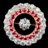 VICTORIAN DIAMOND AND RUBY BROOCH
