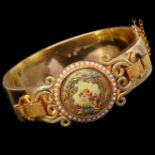 VICTORIAN ENAMEL HINGED BANGLE