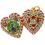 ANTIQUE ENAMEL HEART LOCKET PENDANT