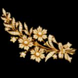 LARGE VICTORIAN PEARL FLORAL SPRAY BROOCH