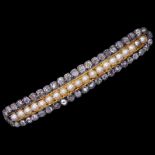 ANTIQUE DIAMOND AND PEARL BROOCH