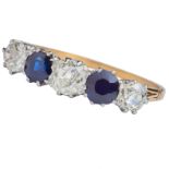 SAPPHIRE AND DIAMOND 5-STONE RING