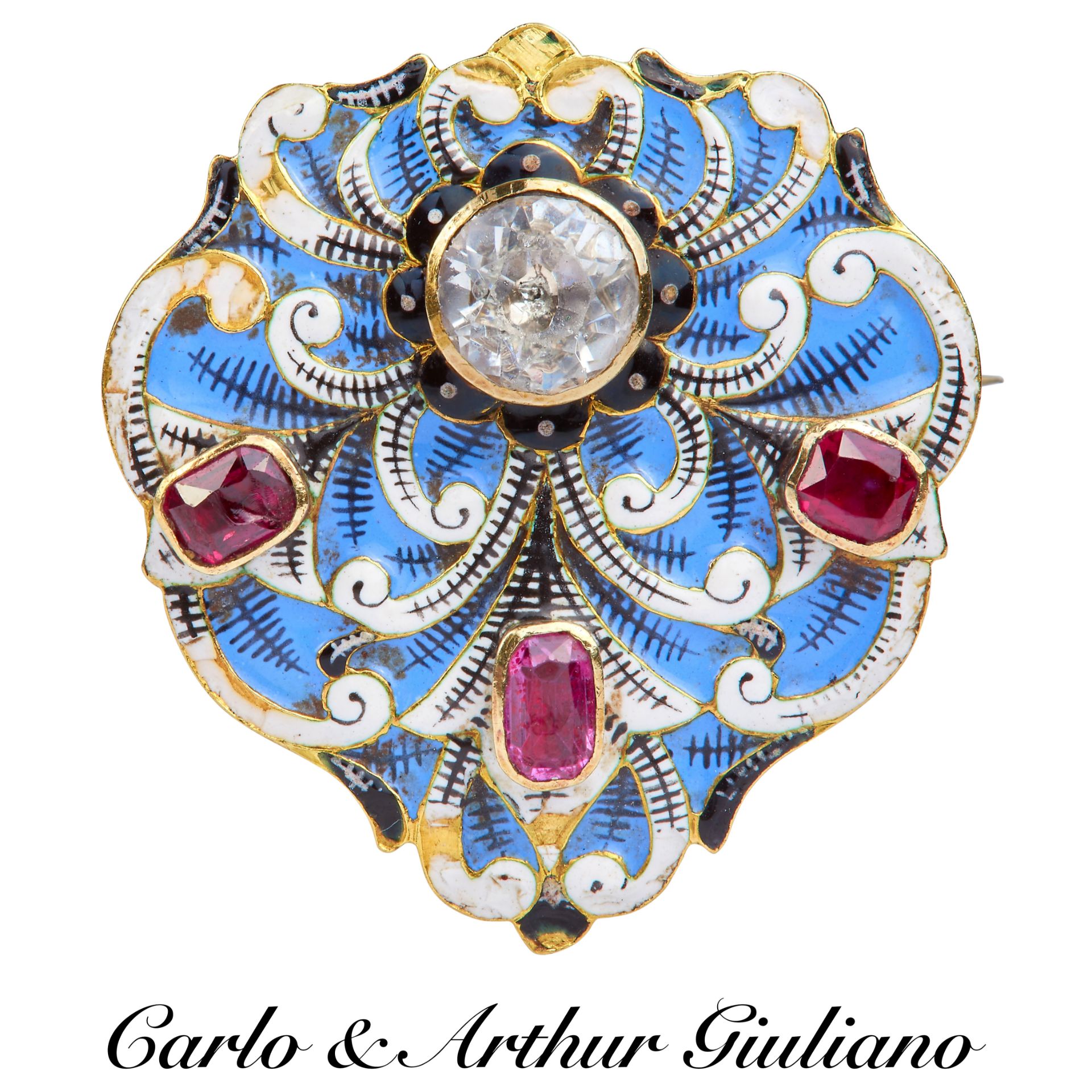 CARLO & ARTHUR GIULIANO, ENAMEL AND GEMSTONE BROOCH