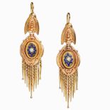 PAIR OF VICTORIAN PEARL AND ENAMEL TASSLE DROP EARRINGS