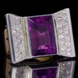 IMPRESSIVE AMETHYST AND DIAMOND RING