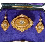 ANTIQUE VICTORIAN DIAMOND BROOCH AND PAIR OF EARRINGS