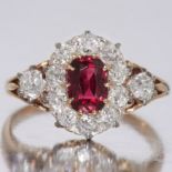 RUBY AND DIAMOND CLUSTER RING