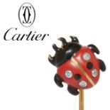 CARTIER, DIAMOND AND ENAMEL LADYBUG STICK PINK