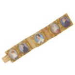 IMPORTANT ANTIQUE VICTORIAN MINIATURE PORTRAIT PANEL BRACELET