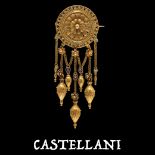 CASTELLANI, RARE ANTIQUE ENAMEL DROP BROOCH