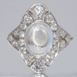 MOONSTONE AND DIAMOND RING