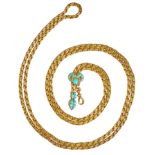 RARE VICTORIAN TURQUOISE LONG SLIDER NECKLACE