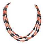 ART-DECO CORAL AND JET NECKLACE