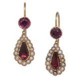 VICTORIAN PAIR OF PEARL AND AMETHYST DROP EARRINGS