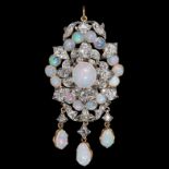 ANTIQUE OPAL AND DIAMOND PENDANT