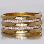 GOLD AND DIAMOND WIDE CUFF BANGLE