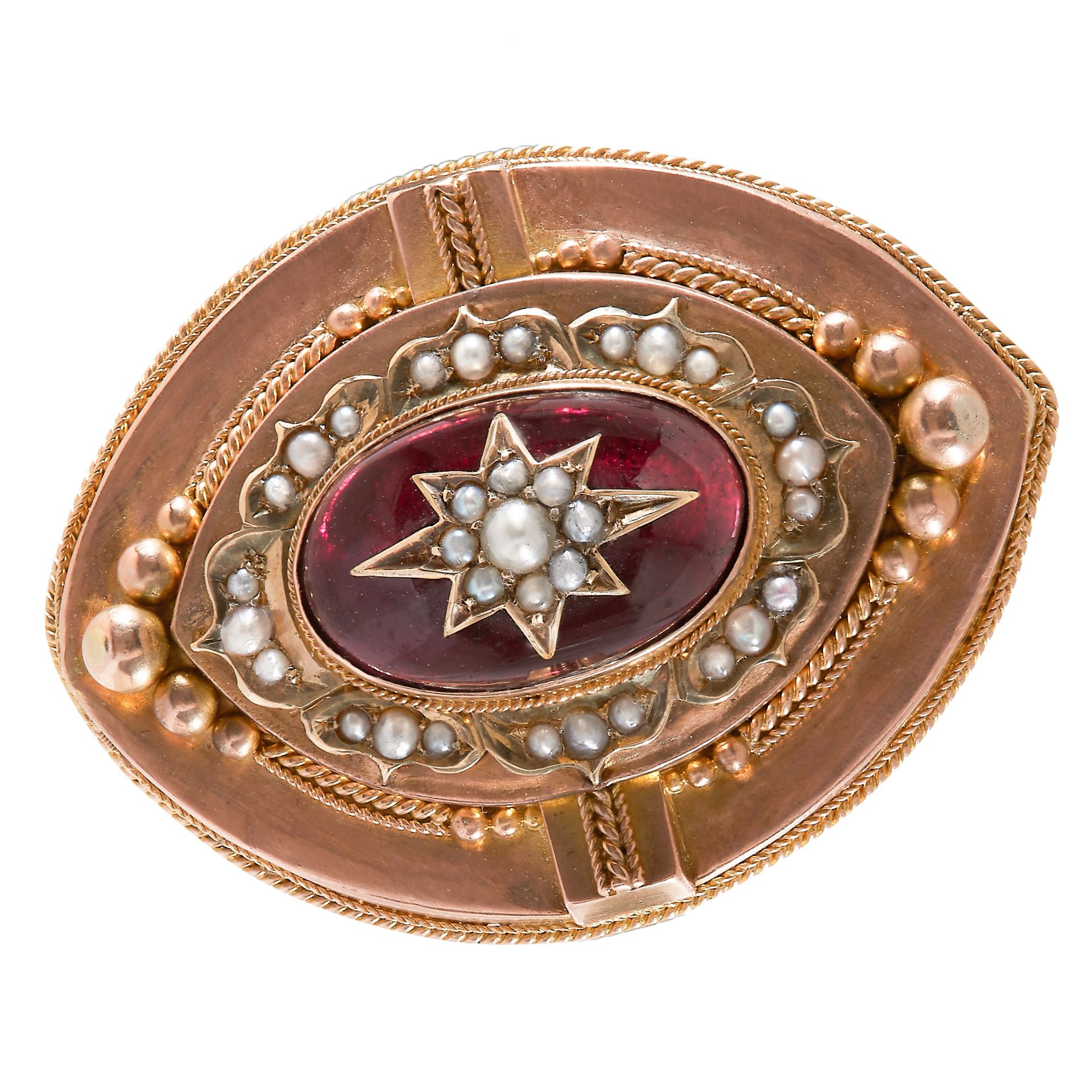 VICTORIAN GARNET AND PEARL BROOCH