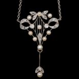EDWARDIAN PEARL AND DIAMOND PENDANT NECKLACE