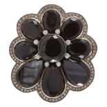 ONYX AND DIAMOND BROOCH