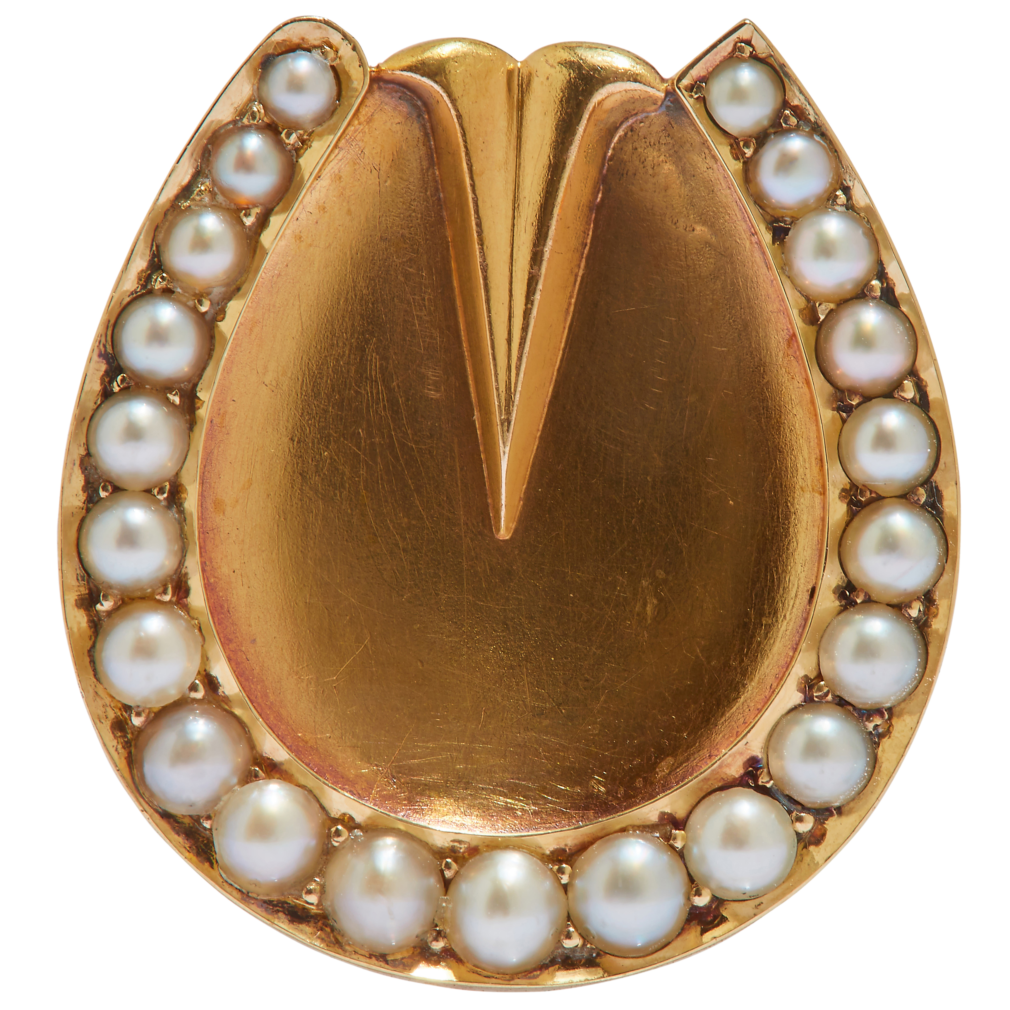 VICTORIAN PEARL HORSESHOE BROOCH