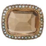 ANTIQUE CITRINE AND PEARL BROOCH