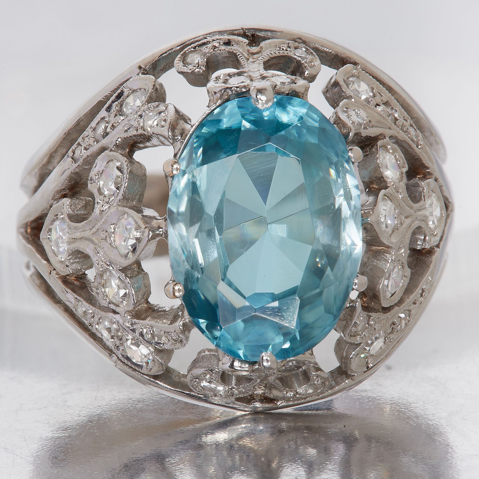 BLUE ZIRCON AND DIAMOND DRESS RING