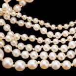 TWO SINGLE STRAND PEARL NECKLACES