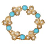 PEARL AND TURQUOISE BROOCH