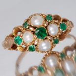 ANTIQUE PEARL AND EMERALD RING