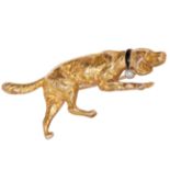 GOLD DIAMOND AND ENAMEL DOG BROOCH