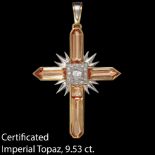 CERTIFICATED IMPERIAL TOPAZ AND DIAMOND PENDANT