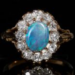OPAL AND DIAMOND CLUSTER RING