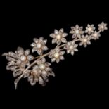 ANTIQUE PEARL AND DIAMOND FLORAL SPRAY BROOCH