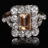 TOPAZ AND DIAMOND CLUSTER RING