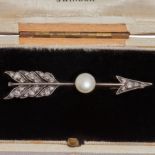 ANTIQUE PEARL AND DIAMOND BROOCH