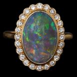 BOODLES, BLACK OPAL AND DIAMOND CLUSTER RING