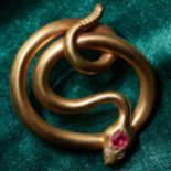 RUBY AND DIAMOND SNAKE BROOCH