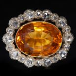 VICTORIAN CITRINE AND DIAMOND CLUSTER BROOCH