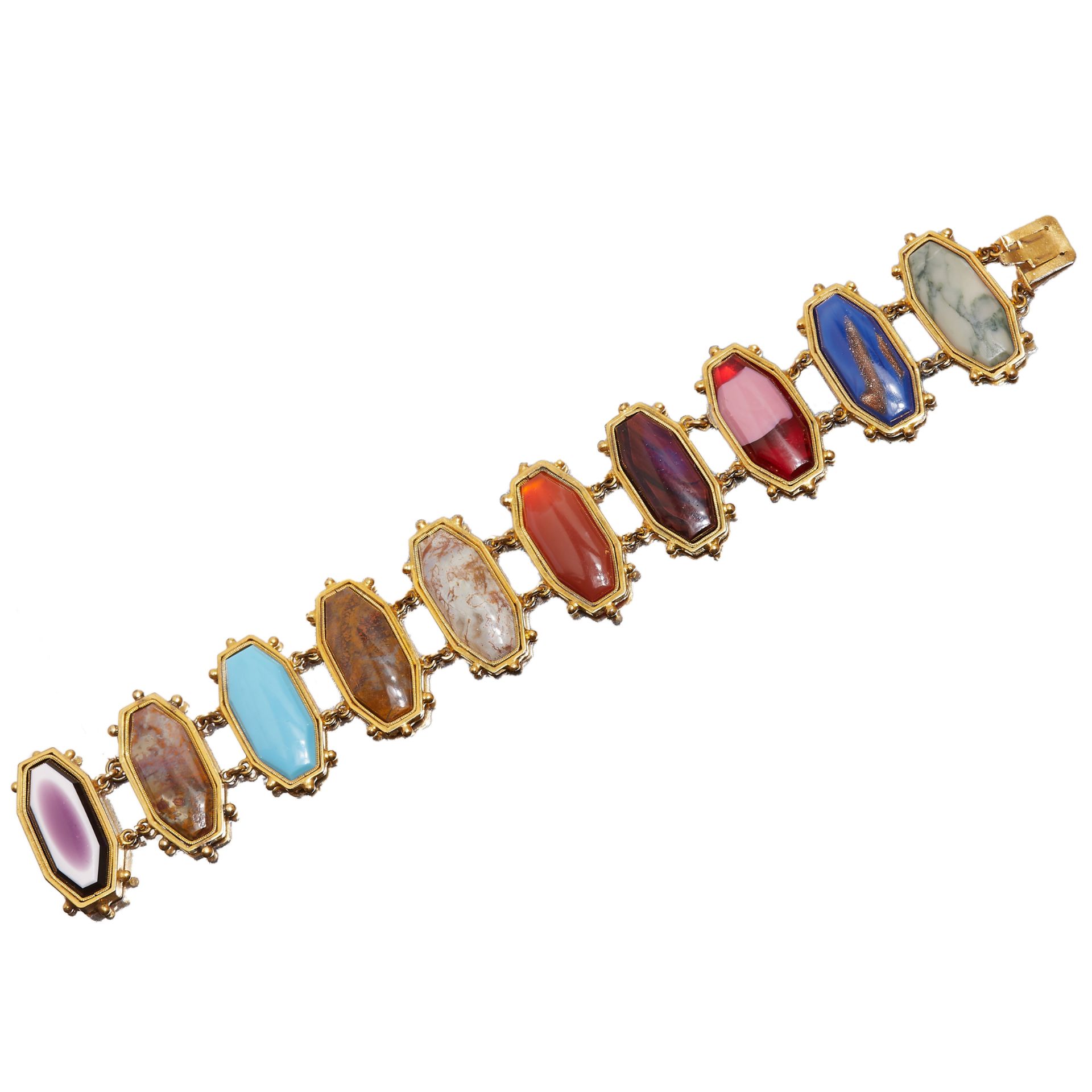 ANTIQUE MULTI GEMSTONE PANEL BRACELET