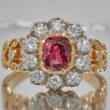 RUBY AND DIAMOND CLUSTER RING