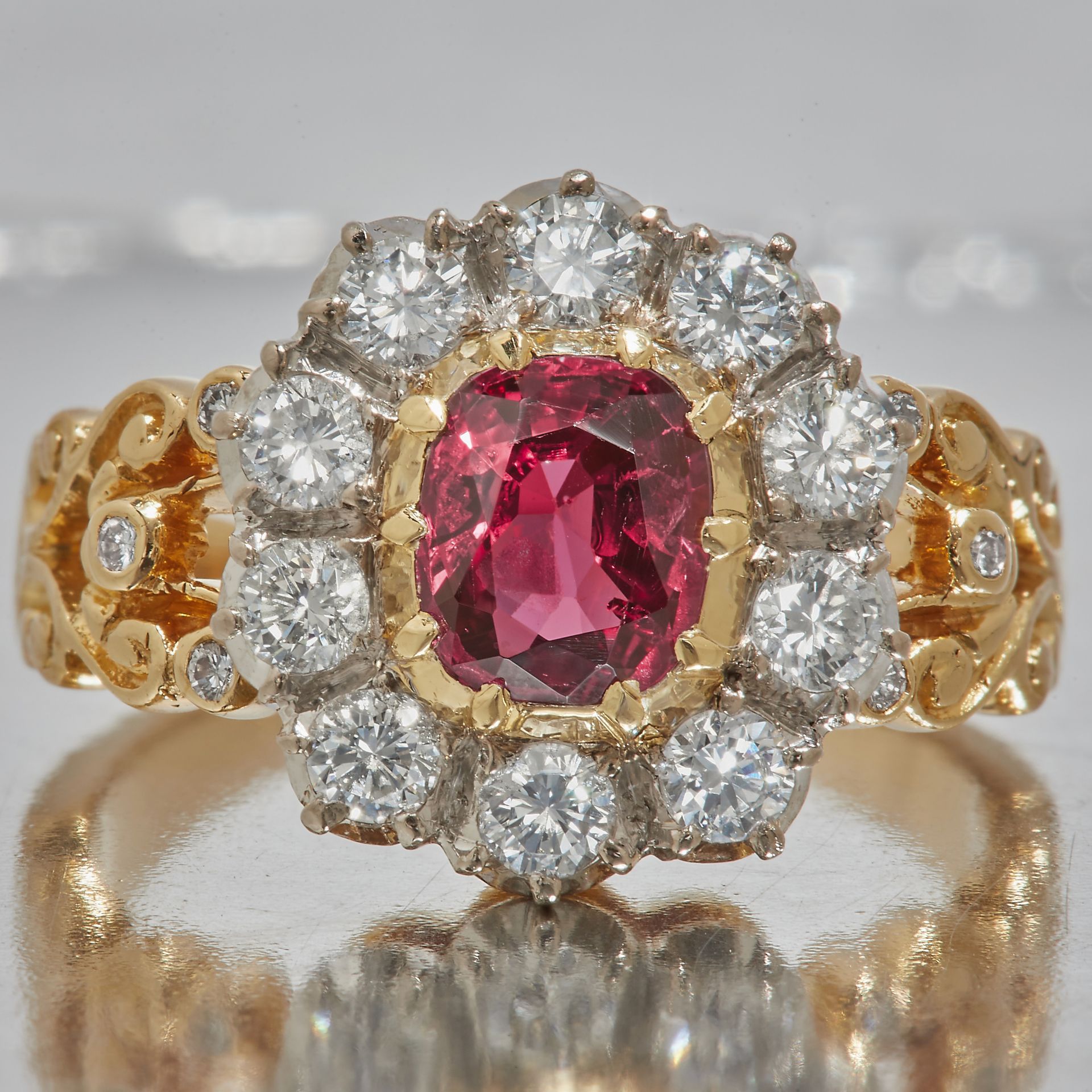 RUBY AND DIAMOND CLUSTER RING