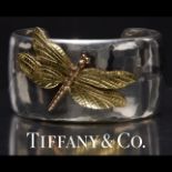 TIFFANY SILVER PLATED DRAGON FLY CUFF BANGLE