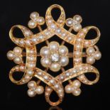 VICTORIAN PEARL AND DIAMOND BROOCH