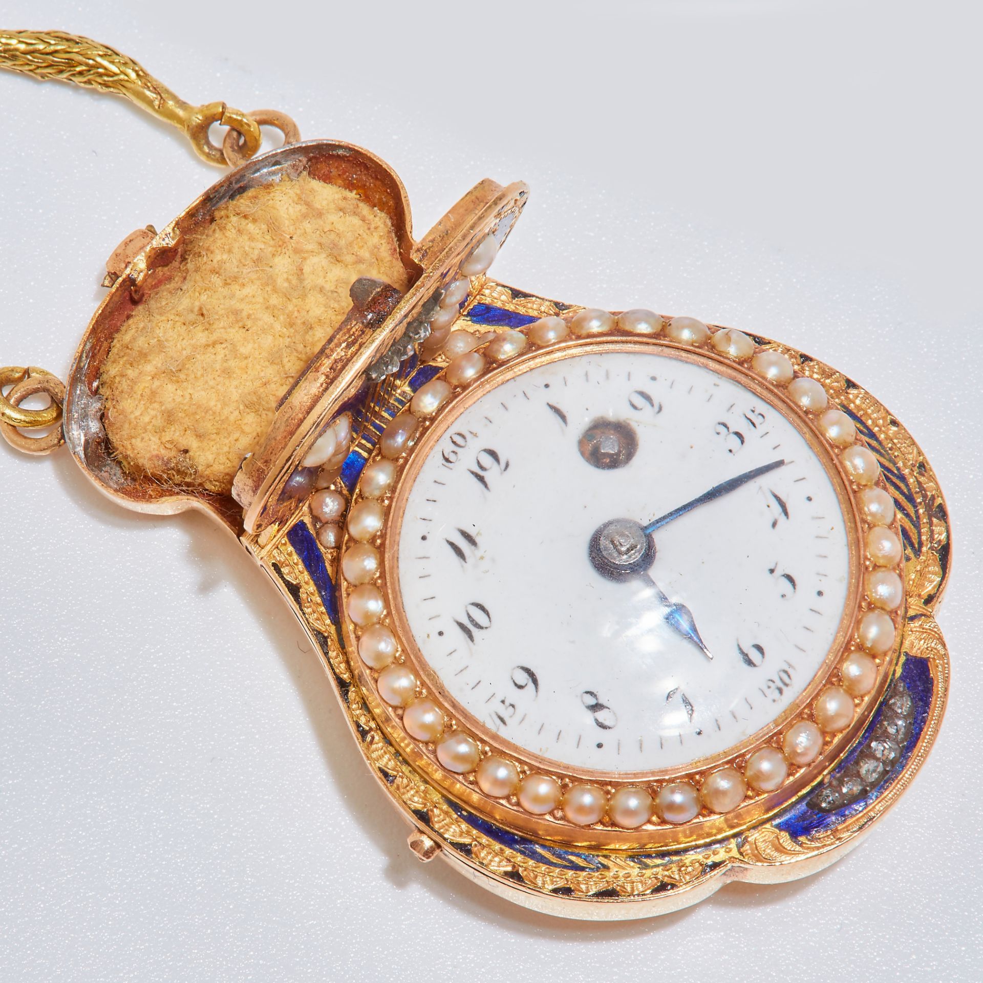 IMPORTANT GOLD AND ENAMEL POCKETWATCH CHATELAINE - Image 2 of 5