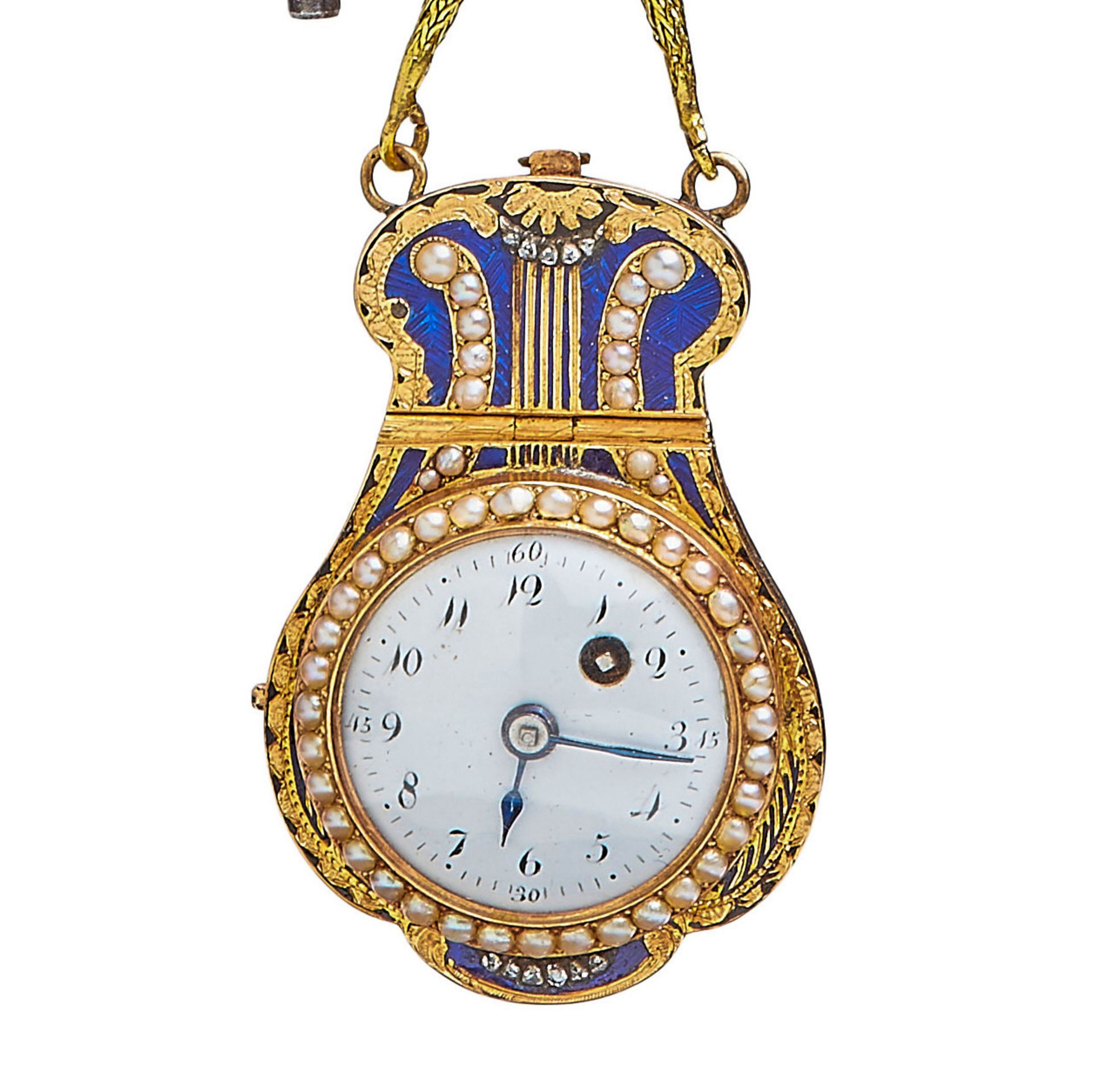 IMPORTANT GOLD AND ENAMEL POCKETWATCH CHATELAINE - Image 4 of 5